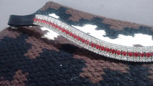 Luxe 5 rangs cheval équitation sourcil bande cristal-blanc rouge couleur schéma haute qualité en cuir véritable Pop bouton pression boucle chaîne circonférence - Product Image 4