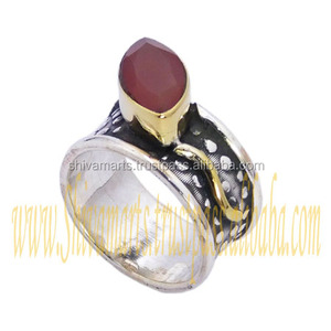 Anillo Vermeil Eternity de Plata de Ley 925 hecho a mano de alta calidad bisel de piedras preciosas de cornalina incrustaciones para fiestas de bodas - Product Image 2