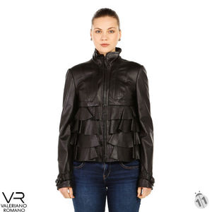 Chaqueta de mujer de moda de cuero genuino estilo Valeriano Romano 2015 para prendas y accesorios de ropa - Product Image 3