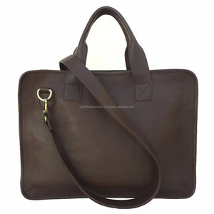 Bolso de Cuero Genuino para Ordenador Portátil, Bandolera con Correa de Hombro y Dos Asas, Estilo Vintage, Hecho a Mano, Unisex - Product Image 4