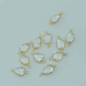 Breloque Cristal 10X30 Forme Poire Double Boucle Lunette Or Rhodium Argent Sterling 925 Bijoux Femme Bohème Trouver Gemme - Product Image 1