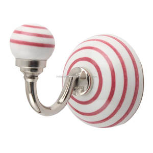 Diseño de tira de Metal de cerámica Percha de ropa montada en la pared India vintage roja y blanca 2017 - Product Image 1