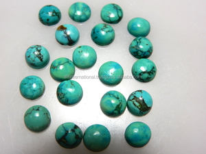 Cabujón turquesa tibetano natural calibrado 6MM piedra preciosa suelta redonda - Product Image 4