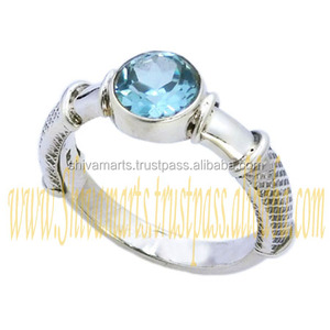 แหวนพลอยบุษราคัมสีฟ้าธรรมชาติคุณภาพสูง925เครื่องประดับเงินสเตอร์ลิงขายส่งและผู้ผลิต - Product Image 2