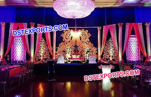 มุสลิมแต่งงานใยแก้วฉากหลังชุดดอกไม้สีทองไฟเบอร์แผงไฟเบอร์กรอบงานแต่งงานผู้ผลิต - Product Image 3