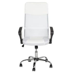 เก้าอี้ทำงานแบบมีพนักพิงสูงตามหลักสรีรศาสตร์สำหรับโต๊ะคอมพิวเตอร์ในสำนักงาน  แบบตาข่าย หมุนได้ พร้อมฐานโครเมียม รุ่น CARMEN 6083 สีดำขาว - Product Image 2