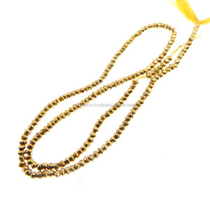 Perlas para la fabricación de la joyería-14 pulgadas longitud de piedras preciosas 2,5mm facetas-tontos oro pirita cuentas - Product Image 2