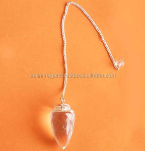 Pendule d'agate à cône de quartz en cristal clair | pendule d'agate de radiesthésie et de guérison en pierres précieuses en gros - Product Image 1