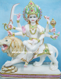 Estatua de diosa Durga Maa, mármol blanco - Product Image 1