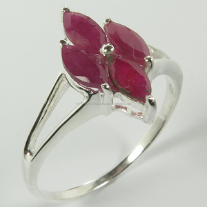 Anillo decorativo con forma de marquesa, todas las piedras preciosas de rubí Real, regalo de Navidad de Plata de Ley 925, joyería fina de Faishonable - Product Image 1