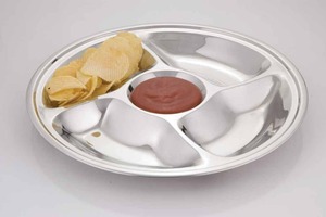 Plato para servir galletas, postre, bandeja de acero inoxidable, Chip y plato de inmersión, compartimento, queso, aperitivo, plato de acero - Product Image 3