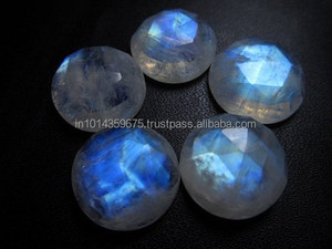 ธรรมชาติสีฟ้าฉูดฉาดรุ้งมูนสโตนพลอยกลม Cabochon สำหรับเครื่องประดับ - Product Image 3