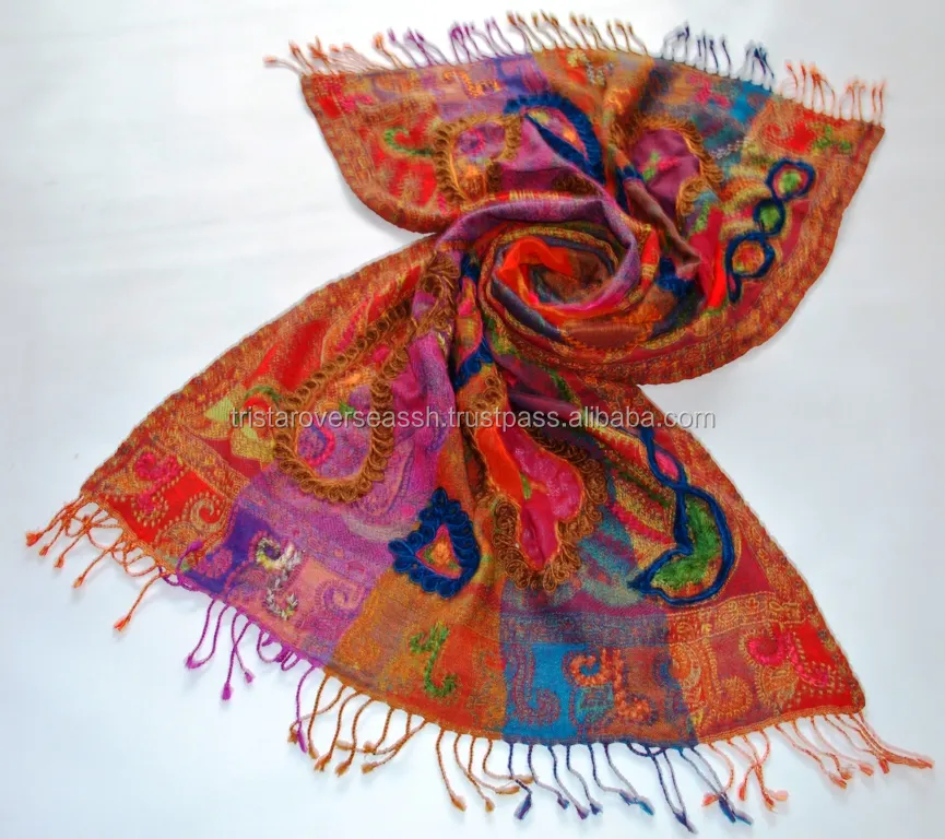 Women Fashion Girl Thick Wool Pashmina Stole Scarf Shawl Wraps Warm Winter Autumn Custom Elegance 100% Wool Made in India