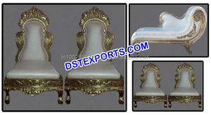Conjunto de sofás tallados de madera para boda, muebles dorados de tallado dorado para boda - Product Image 4
