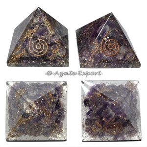Piedra semipreciosa Artesanía Amatista Pequeñas pirámides de orgona: Mayorista en línea Pirámides de orgona - Product Image 2