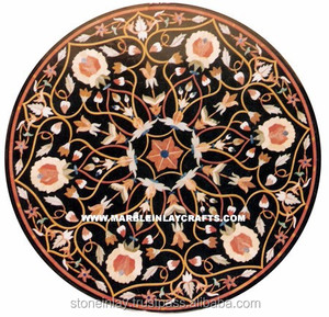 Table en marbre antique Pietra Dura de forme ronde - Product Image 1