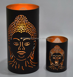 Portavelas de Buda de Hierro Antiguo Hecho a Mano, Soporte Decorativo Negro y Dorado con Detalles de Filigrana para Decoración del Hogar - Product Image 5