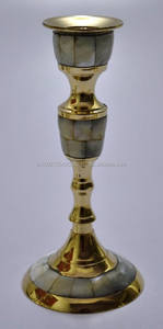 Exclusive Design Handmade <b>Brass</b> <b>Candlestick</b> Holders with Mop 6036 Metal Lanterns & Candle Jars for Home Decoration 10x6.5cm - Product Image 4