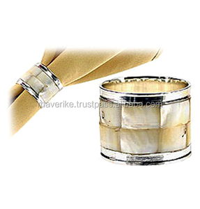 Rond de serviette en métal argenté nacré pour la maison, le mariage, le dîner et la table. - Product Image 2