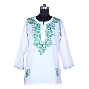 Chikan Kurti vente en gros DR156 vente en gros Lucknowi coton Chikan Kurtis Western fête porter concepteur Kurtis nouveauté fantaisie chaude - Product Image 1