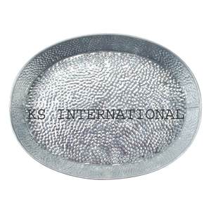 Galvanized Hammerd Oval Tray - Product Image 1