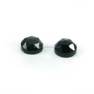 Black Spinel 5MM Rose Cut Round Cabochon Loose Gemstone for Jewelry