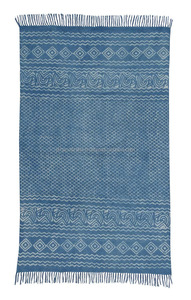 Tapis indien en coton imprimé à la main, teinture végétale, indigo, tapis d'intérieur - Product Image 2