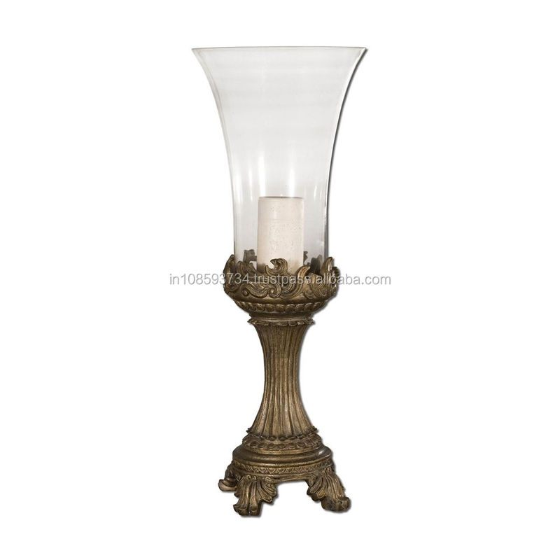 Hexagon Lantern Candle Holder Metal Brass