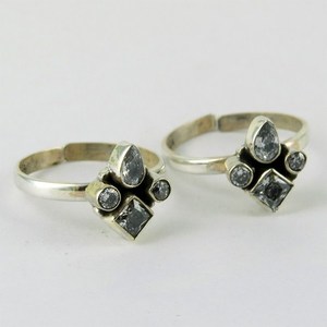Beautiful Gemstone White CZ 925 <b>Sterling</b> <b>Silver</b> <b>Toe</b> <b>Rings</b> Gemstone <b>Silver</b> Jewelry Handmade <b>Silver</b> Jewelry - Product Image 2