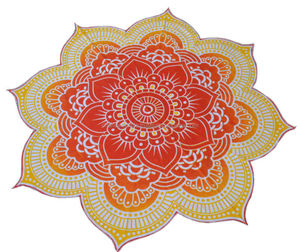 Lotus Mandala Floral plage jeter serviette ethnique décoratif coton couverture Roundie pour Table pique-nique tenture murale Logo personnalisé - Product Image 1