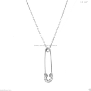 Sólido 18K oro amarillo genuino 0,09 Ct diamante seguridad Pin colgante collar minimalista joyería fabricante - Product Image 2