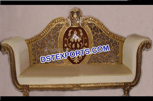 Muebles dorados con tallados para bodas indias, muebles de diseño para escenarios de bodas musulmanas, elegante juego de sofás para escenarios de bodas en venta - Product Image 4