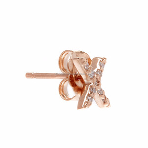 14k Or Rose Classique J-H Couleur SI Diamant Alphabet Initial Lettre X Boucles D'oreilles Personnalisées Fiançailles Anniversaire De Mariage - Product Image 3