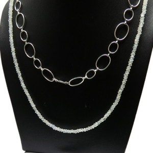 Collier en argent sterling 925 avec perles de pierre de lune arc-en-ciel motif flocons de neige, design signe du zodiaque étoile, bijoux tendance pour mariage et fête - Product Image 6