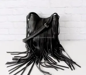 Siyah deri çanta siyah saçaklı deri çanta saçak çanta siyah deri Crossbody