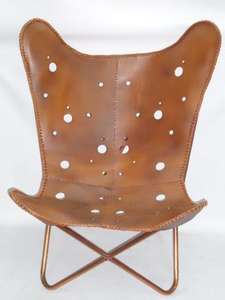 Hermosa y Cómoda Silla Mariposa Hecha de Hierro y Cuero para su Sala de Estar. - Product Image 5