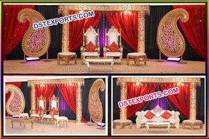 แต่งงานคริสตัลหนัง Tufted ฉากหลังเวทีชุดล่าสุดคริสตัลแต่งงานเสาเวทีการออกแบบใหม่งานแต่งงานเวที - Product Image 3