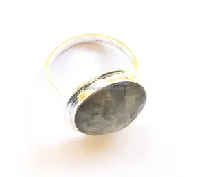 Labradorita de plata de ley, joyería hecha a mano de múltiples piedras preciosas naturales para hombres, anillo bohemio de piedra natal de flor turca