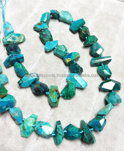 Collar y pulsera de piedra natural con cuentas de pepita de crisocola facetadas genuinas Producto genuino real - Product Image 4