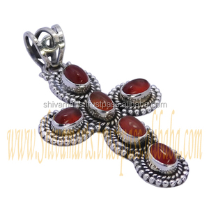 Gran oferta, joyería fina de Plata de Ley 925, colgante de cruz de piedra preciosa cornalina Vintage hermosa, colgantes de moda de rodio encantadores - Product Image 2
