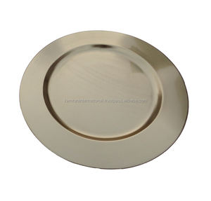 Plato de Servir Clásico de Acero Inoxidable Ecológico Hecho a Mano, Plateado, de 13 Pulgadas, para Hogares, Hoteles, Restaurantes y Fiestas - Product Image 1