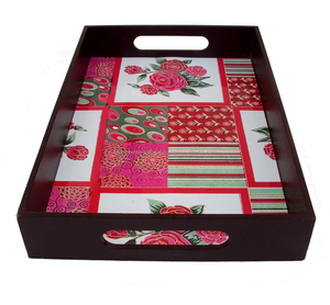 KAMRAN Eco-Friendly Custom Floral Printed MDF Wood Serving Tray <b>Rectangle</b> Sustainable Elegant <b>Coffee</b> Wedding Parties Home Decor - Product Image 1