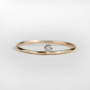 การออกแบบใหม่ทึบ 14K กุหลาบทองที่ละเอียดอ่อนงานแต่งงานหมั้นแหวนที่ไม่ซ้ํากัน - Product Image 3