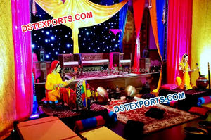 Punjabi Mehandi Stage Furniture <b>Decorations</b>, Pakistani Muslim Wedding Sangeet Stage <b>Set</b>, Asian Wedding Mehndi Stages <b>Decoration</b> - Product Image 4