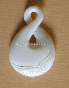 Specialista Tribale Osso Intaglio in Fatti A Mano Ciondolo Gioielli Diretta Artista - Product Image 1