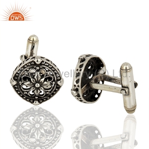 Gemelos oxidados para hombre, Gemelos de plata, joyería antigua de Plata de Ley 925, diseñador hecho a mano, fiesta sencilla personalizable en; 27243 - Product Image 3