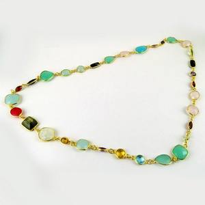 Collier multi-forme en argent Sterling 925 avec plusieurs pierres précieuses, bijoux en argent, inde - Product Image 3