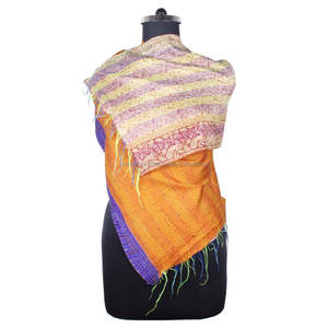 Kantha-Écharpe de Travail en Soie Fait à la Main en Coton, Style Vintage, SC1238 - Product Image 1