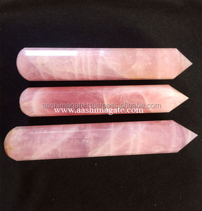 พลอยโรสควอตซ์แท่งนวดเพชรพลอย,พลอยคริสตัลธรรมชาติงานฝีมือหินเรกิแร่หินหยกสีชมพูของขวัญ - Product Image 1