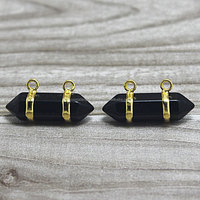 Coszcatl Export Pendentif Prisme Hexagonal Classique Unisexe en Argent Sterling 925 et Onyx Noir, Sertissage clos, Thème Point de Guérison Chakra, pour Fête